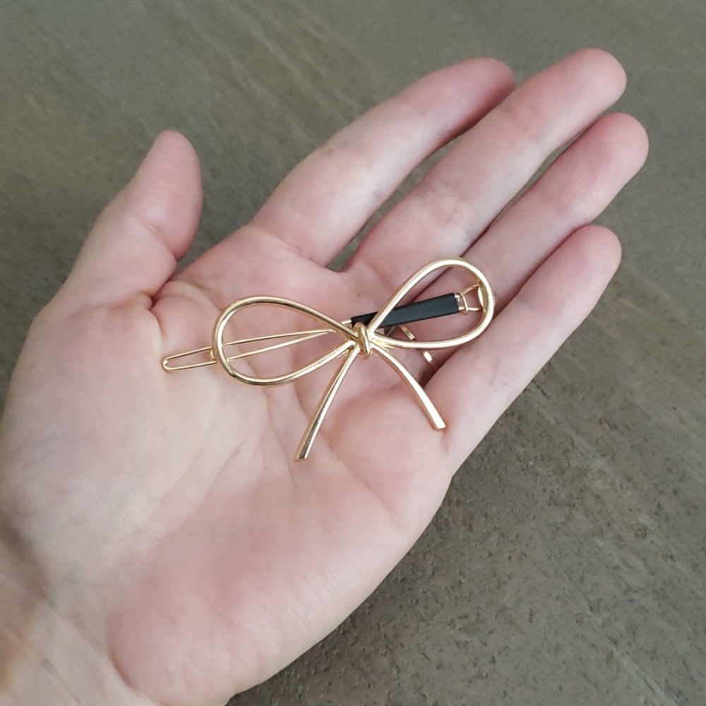 Golden Hairgrips Metal Bow Hair Clips Gold - Picture 5 of 5